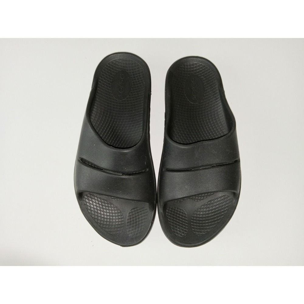 Oofos Sandals Mens 8 Black H Strap Cushion Comfort Recovery Ooahh Sports Flex